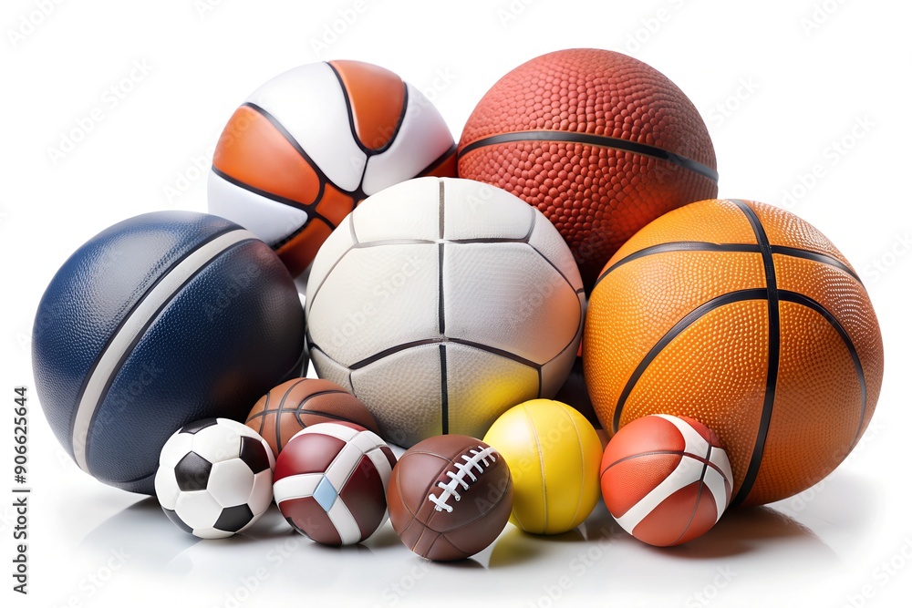 Poster many different sports balls isolated on white