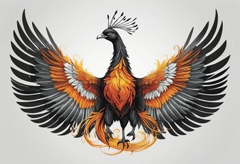 Obraz premium Elegant Black Line Art Phoenix Logo: Regal, Powerful, and Mythical 