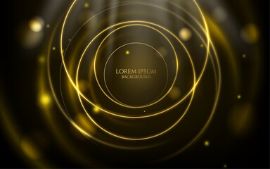 vector illustration golden glowing circle lines elegant and futuristic digital geometric luxury backdrop and cover design.