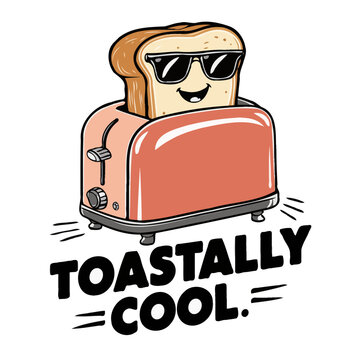 Vintage toaster with a bread funny vector illustration