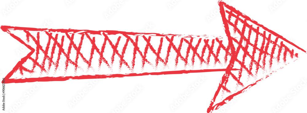 Poster red arrow sketch icon. grunge arrow pointer. red arrow direction. arrow sign. vector illustration.