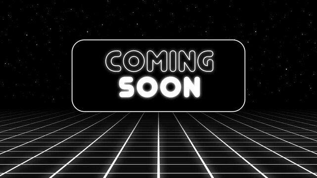 Animated Coming Soon on black background with grid