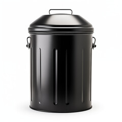 Black Metal Trash Can with Lid and Handles