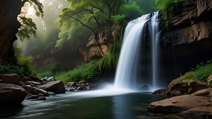 waterfall in the jungle. Background
