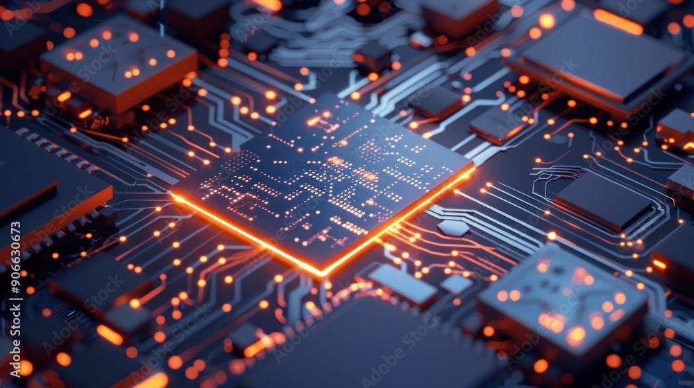 Poster circuit board with glowing processor