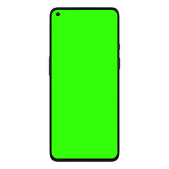 Flat display with a punch-hole camera in the top left corner greenscreen