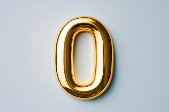 the number 0 zero in gold on a white background