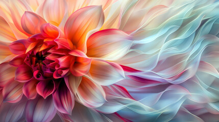 Obraz premium A colorful flower with a blue background. The image has a vibrant and lively mood, with the colors of the flower and background complementing each other