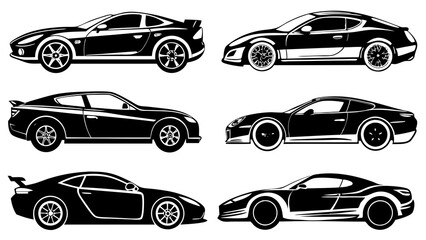 High-Quality Sports Car Silhouette Art for Luxury and Performance Graphics