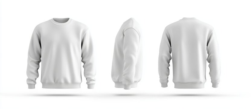 White sweatshirt template with front and back views