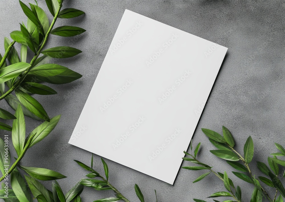 Poster blank paper mockup on concrete 3d rendering