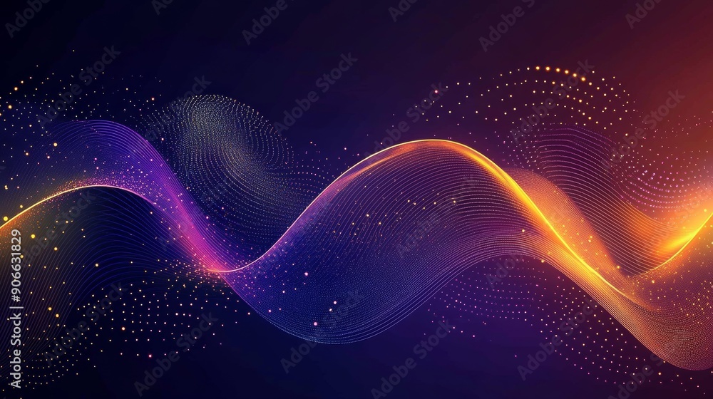 Poster a dark grey background with a point red purple wave line. abstract technology big data digital backg