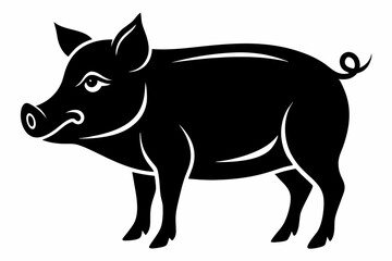 Pig vector icon. Pig black silhouette isolated on white background. Vector illustration