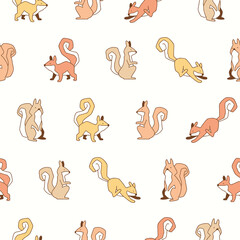 Fototapeta premium Collection of Squirrel Vector Seamless Pattern illustration Design
