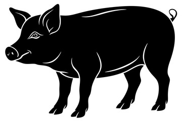 Pig vector icon. Pig black silhouette isolated on white background. Vector illustration