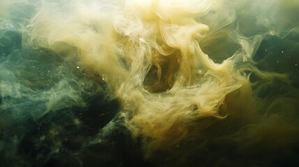 Obraz premium Abstract pastel ink smoke cloud in water with yellow and blue hues
