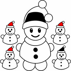 Christmas Snowmen Element Vector