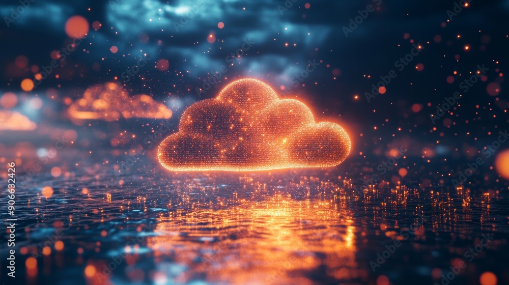 Leinwandbilder clouds of digital information technology in an abstract background