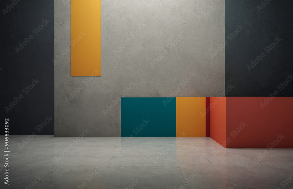 Poster minimalist abstract background with clean lines and bold color blocks
