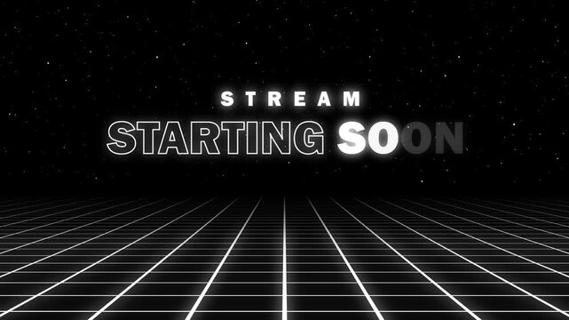 Animated Stream Starting Soon on black background with grid