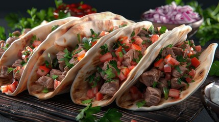 Savor the deliciousness of fresh tacos filled with savory meat and vibrant toppings, perfect for any culinary delight.