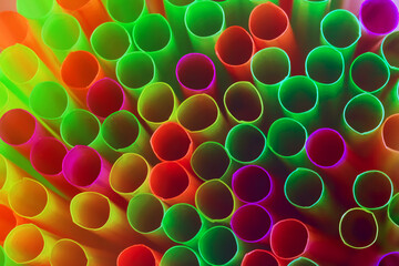 Macro cocktail straws background. Summer vacation concept