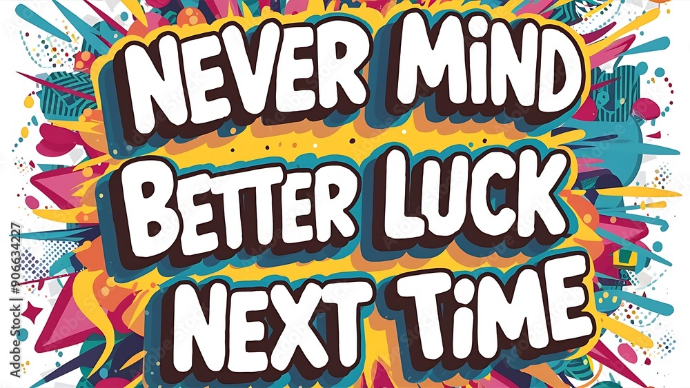 Wall mural Never Mind Better Luck Next Time colorful background and text (T-shirt Design Motivational Quote, Illustration ,Typography)