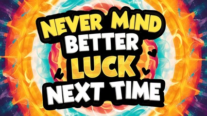 Never Mind Better Luck Next Time colorful background and text (T-shirt Design Motivational Quote, Illustration ,Typography)