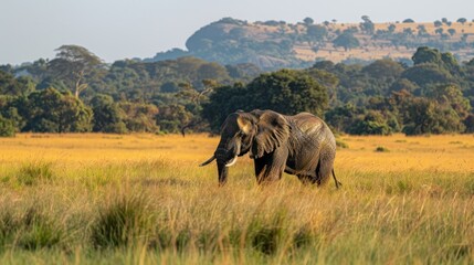Fototapeta premium African Elephant in the Savanna