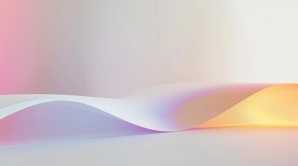 Obraz premium A curved, smooth surface with a gradient of pastel rainbow colors on a white background.