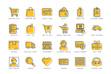 Set of online shopping icons vector illustration. icons bundle isolated on white background