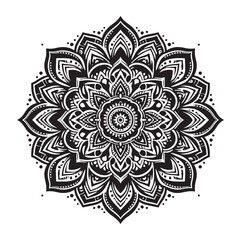 Mandala with floral ornament pattern, mandala silhouette vector isolated on white background