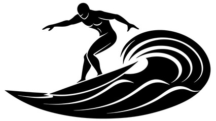 High-Quality Surfer on Wave Art for Ocean and Adventure Graphics