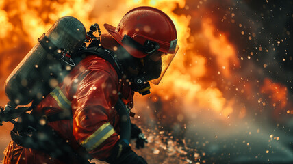 Firefighters use water and extinguishers to extinguish fires in emergency situations