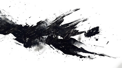 Dark ink stains spreading organically across a white surface, capturing the essence of traditional Japanese art
