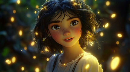 Portrait of a cute woman with big eyes