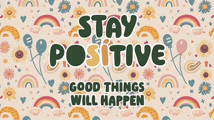 Stay Positive & Good Things Will Happen colorful background and text (T-shirt Design Motivational Quote, Illustration ,Typography)