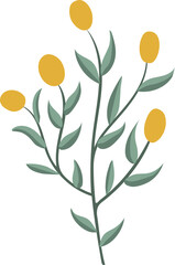 flat abstract simple yellow flower branch