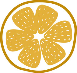 flat abstract orange cut in half