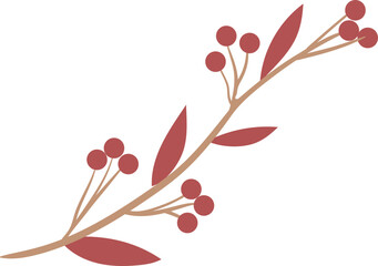 flat abstract autumn rowan branch