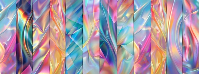 A vibrant, holographic abstract pattern