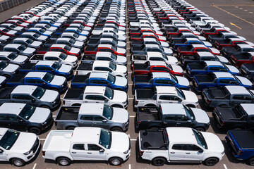 Large Parking Lot Filled with New Pickup Trucks © Washburn