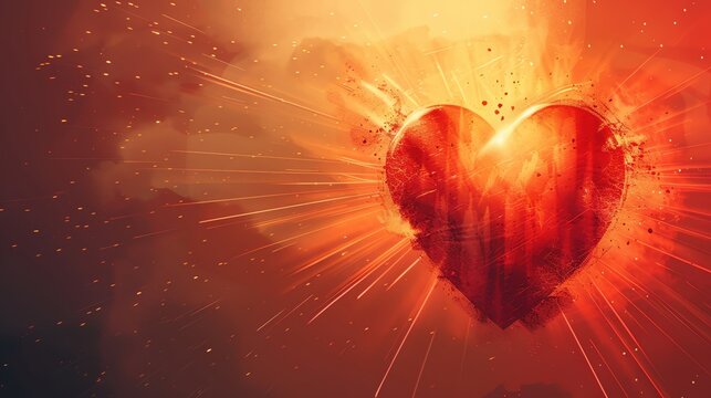 An illustration of a heart radiating light, representing love and happiness attracting success