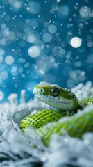 Fototapeta premium snake on new year and christmas background.