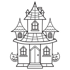 Fototapeta premium a spooky haunted house with jack o lanterns on halloween