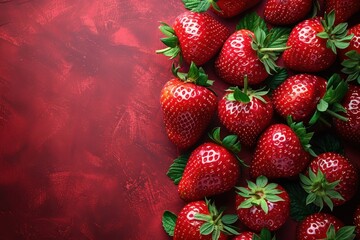 Red Strawberries on a Red Background