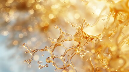 An abstract golden and light silver water on white background.