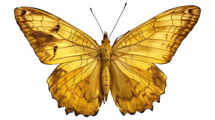 A butterfly with a yellow body and brown wings