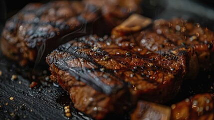 Grilled steak with a perfect char and rich seasoning, ready to delight every meat lover's palate.