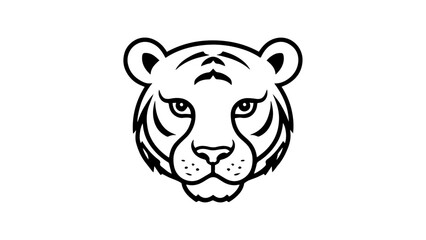 black and white tiger head shape silhouette outline vector illustration 